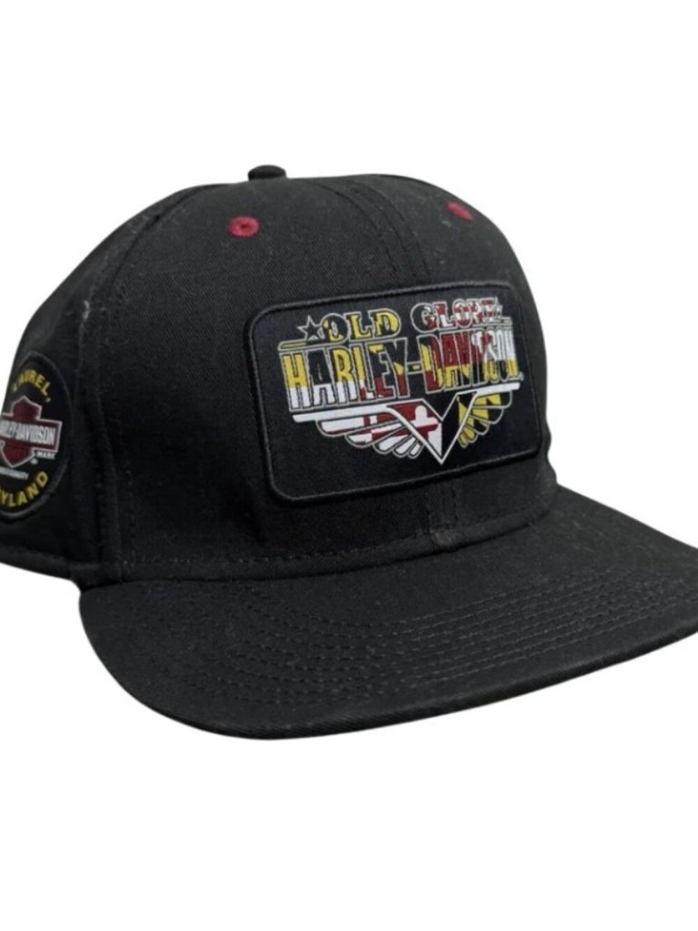 Harley Davidson Old Glory Laurel Maryland Flag Black Snap Back Hat Cap